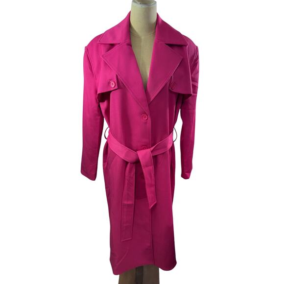Lovers + Friends Jackets & Blazers - "NEW W/DEFECT" "Lovers & Friends" Hot Pink Trench Coat SZ XS Fairy Goth Blondie